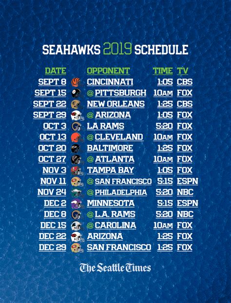 Seahawks Schedule .